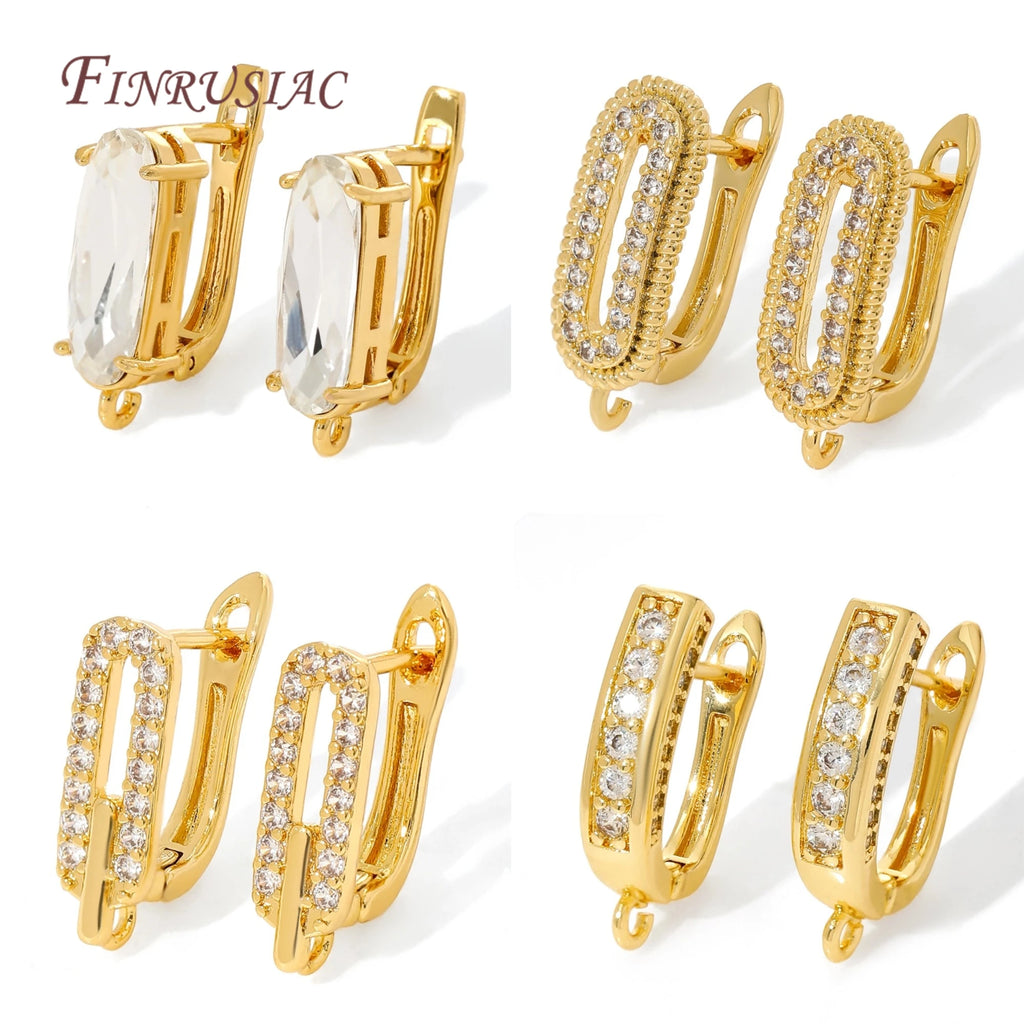18K Gold Plated CZ Lever Back Earring Hooks | DIY Findings Earring Findings P3