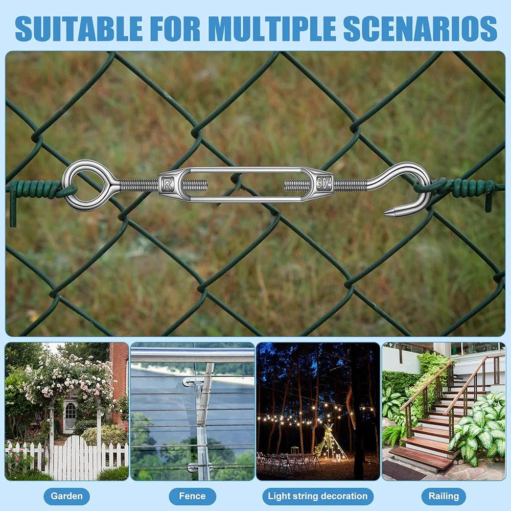 Stainless Steel Turnbuckle Hook & Eye Wire Tensioner M4–M20 Wire Turnbuckle Tensioner P3