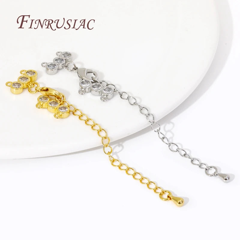 Gold & Rhodium Plated Brass Zircon Lobster Clasp | DIY Jewelry Jewelry Findings P3