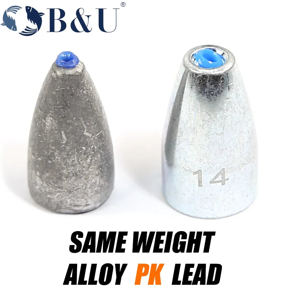 B&U 10-Pack Bullet Sinkers – Texas & Carolina Rig Weights Fishing Sinkers P3