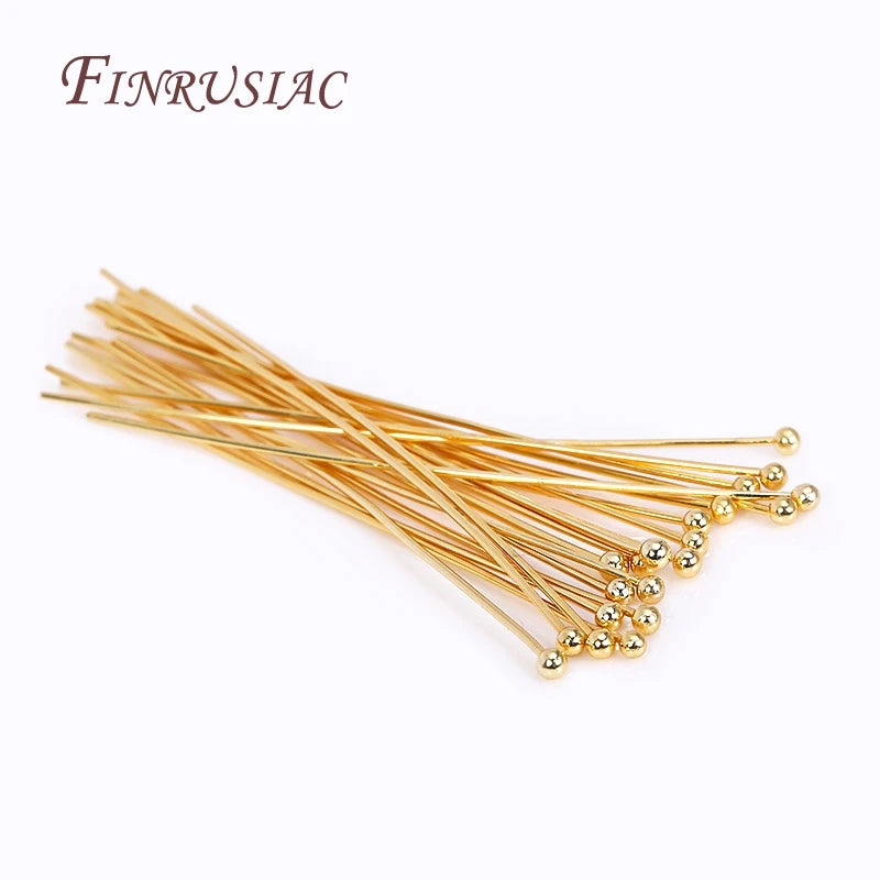 18K Gold Plated Brass Ball Head Pins for Jewelry Making – 50 Pcs Jewelry Findings P3