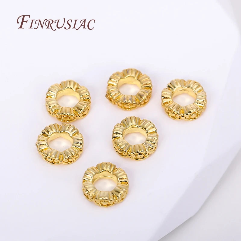 18K Gold Plated Lace Flat Spacer Beads | Brass DIY Jewelry Jewelry Spacer Beads P3