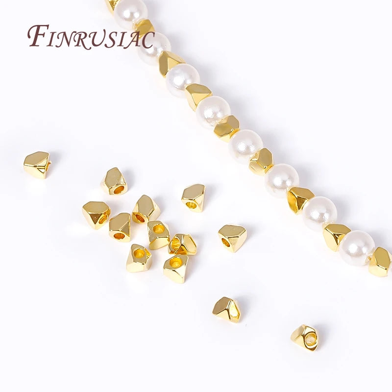 18K Gold Plated Rhombus Spacer Beads 3mm 4mm | Brass DIY Jewelry Spacer Beads P3