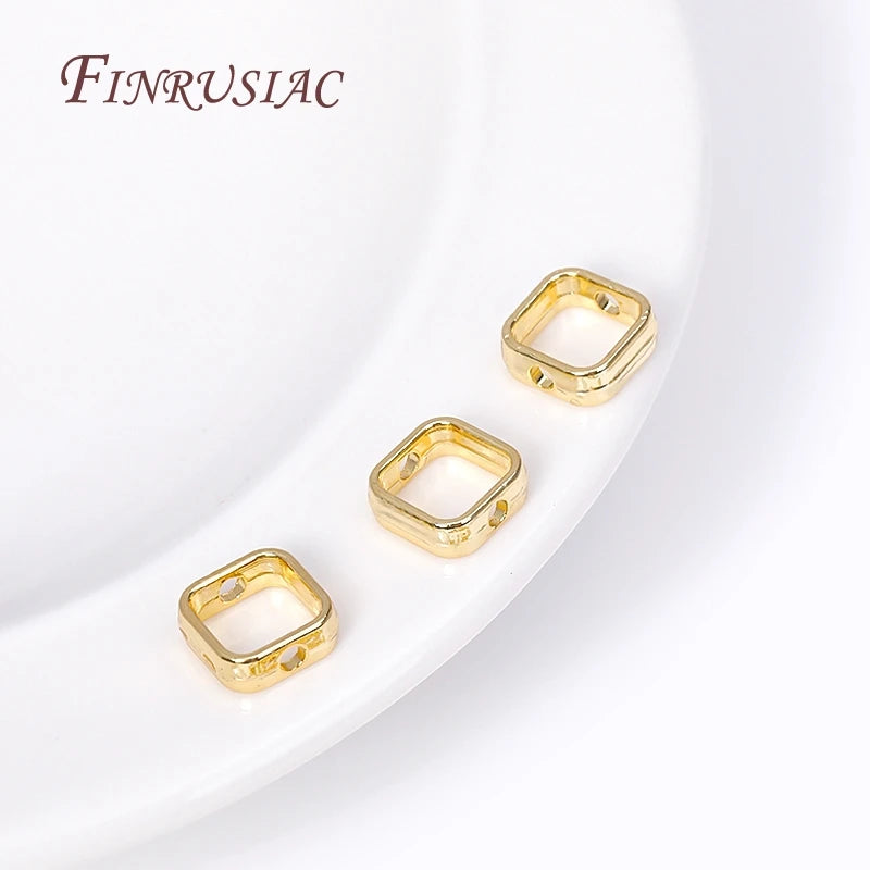 18K Gold Plated Square Spacer Beads for DIY Bracelet Jewelry Jewelry Spacer Beads P3