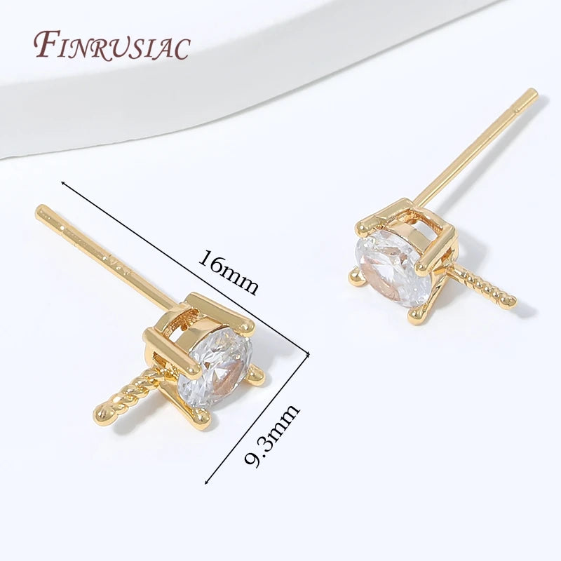 18K Gold Plated CZ Pearl Earring Post Connector | DIY Findings Earring Jewelry Finding P3 18K Gold Plated 1 pair