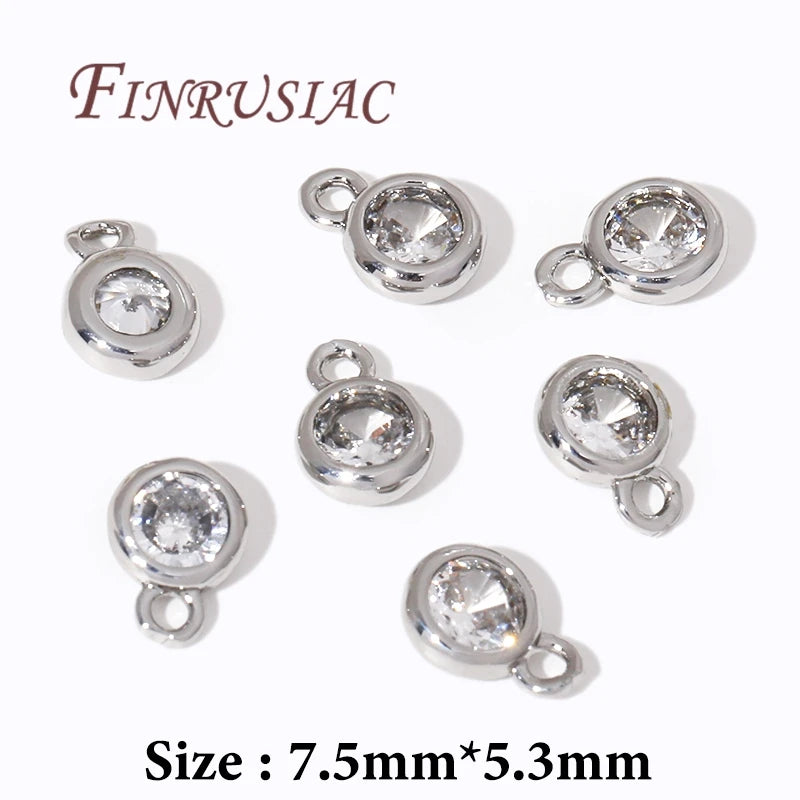 18K Gold Plated Brass Rhinestone Pendant Charm | DIY Jewelry Jewelry Pendant Charm P3 Rhodium Plated 5 pieces