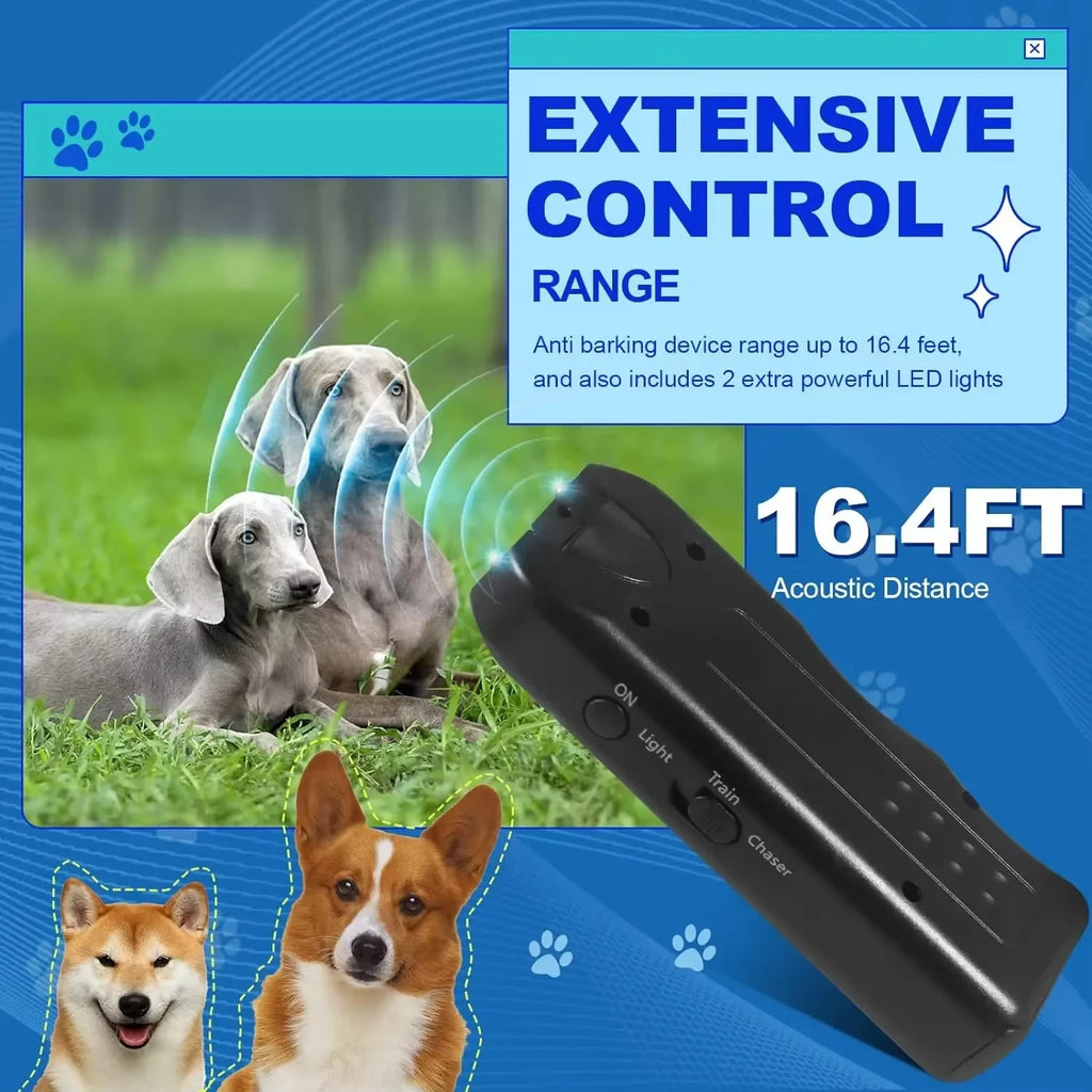 Ultrasonic Dog Repeller Anti-Barking Trainer with LED | Black Dog Training Device P3