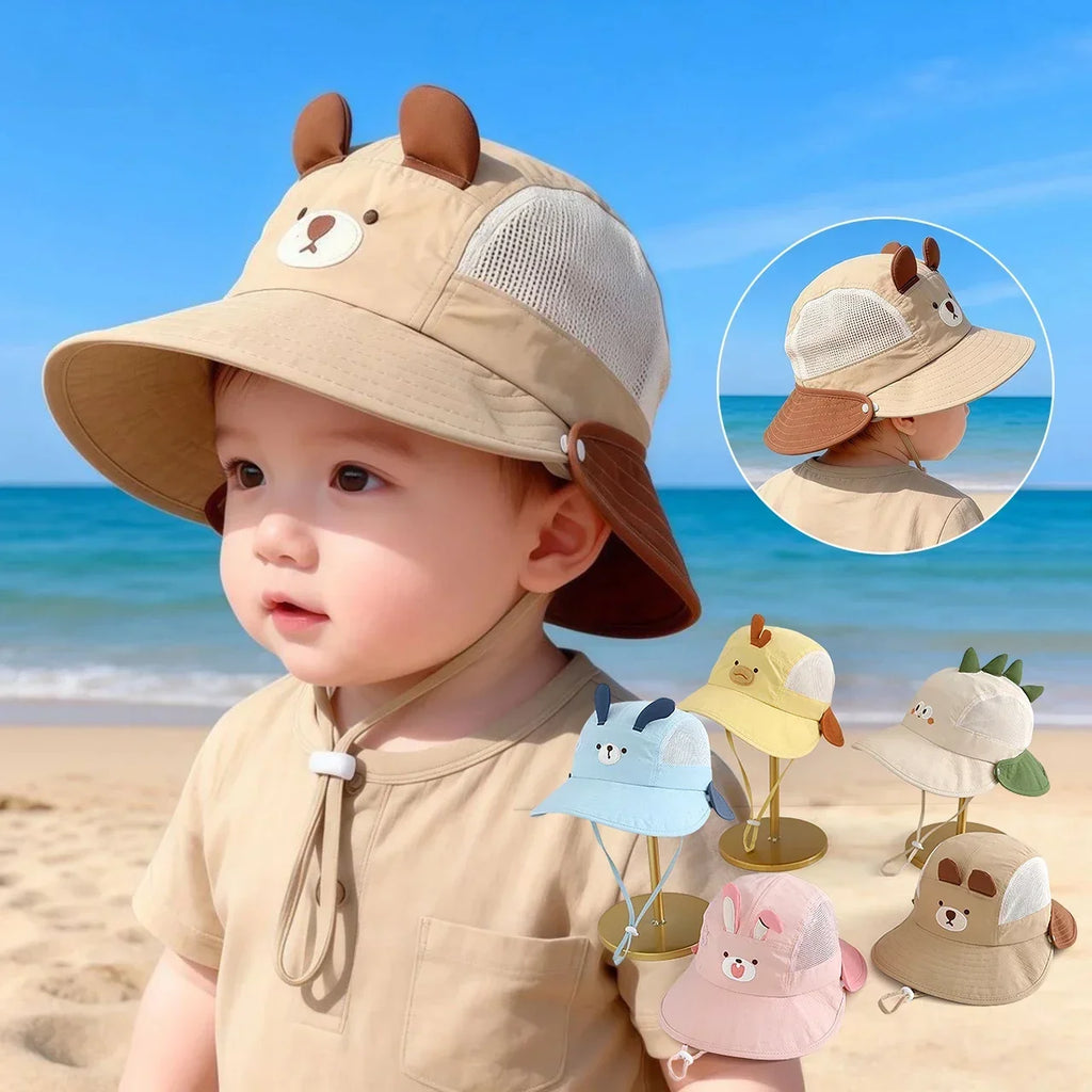 Baby Wide Brim Sun Hat – Cartoon Bear Ear UV Cap for Toddlers Baby Sun Hat P3