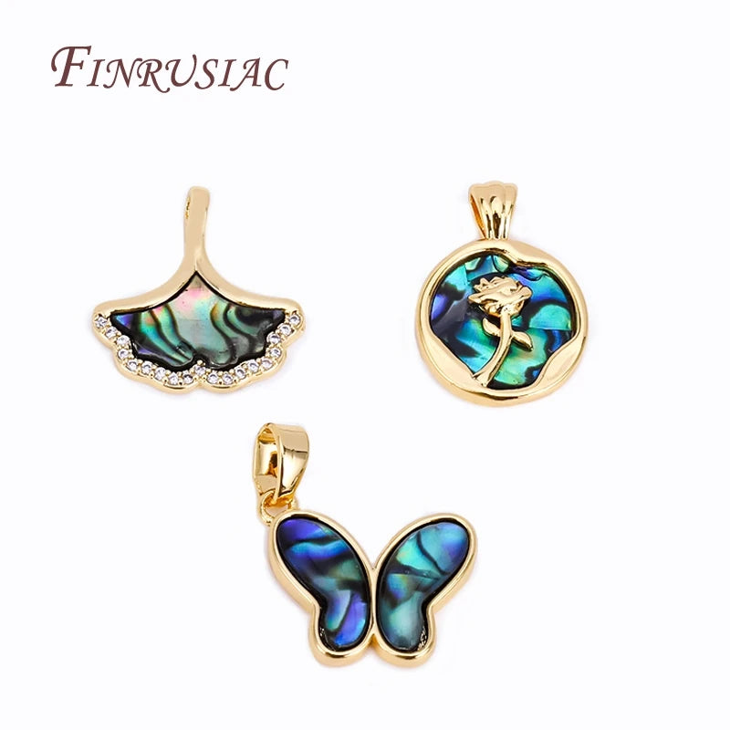 18K Gold Plated Abalone Shell Pendant Charm – DIY Jewelry Jewelry Pendant Charm P3