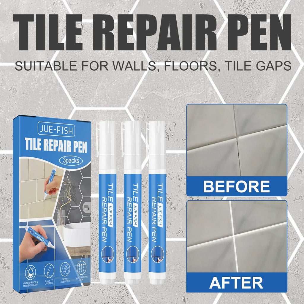 Tile Grout Paint Pen White Waterproof Marker – 3 Pack Grout Repair Pen P3