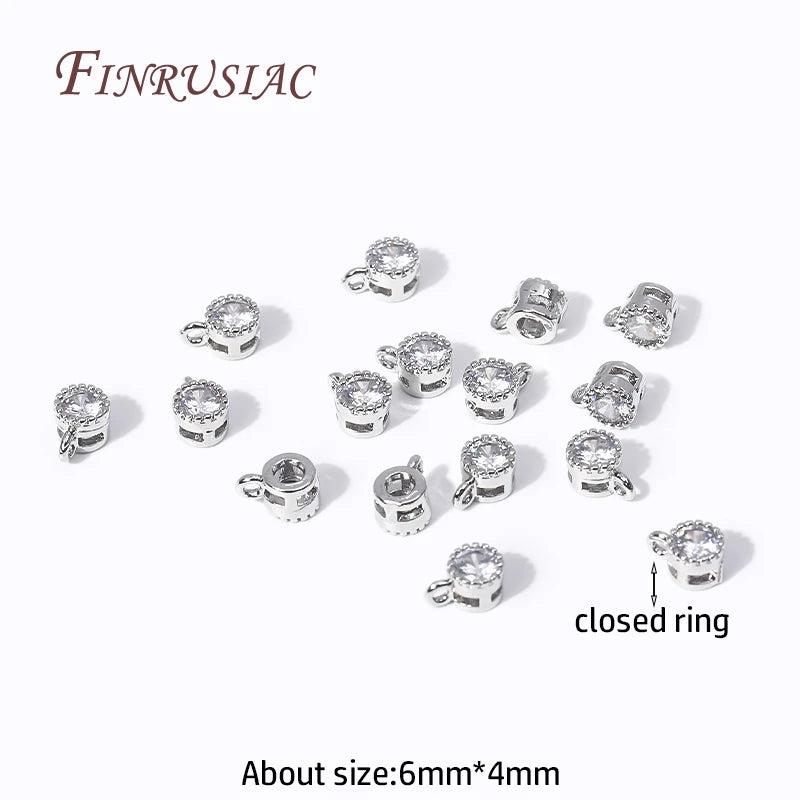18K Gold & Rhodium Plated Zircon Round Charm Pendants – 2 Sizes Jewelry Charm Pendants P3 Rhodium Plated 12 Pieces