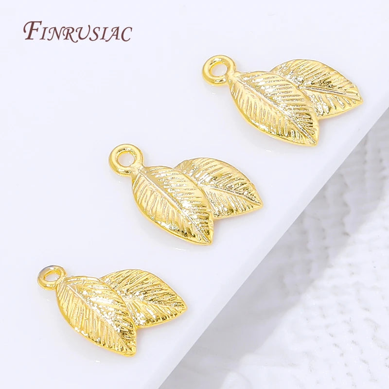 18K Gold Plated Brass Double Leaf Charm Connectors – 10/20 Pcs Jewelry Charm Connectors P3