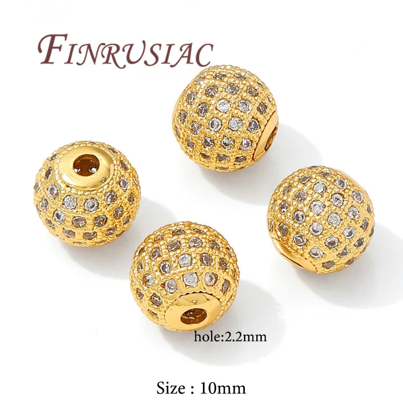 18K Gold Plated Zircon Spacer Beads 6mm 8mm 10mm – DIY Jewelry Jewelry Spacer Beads P3 18K Gold Plated 6 pieces