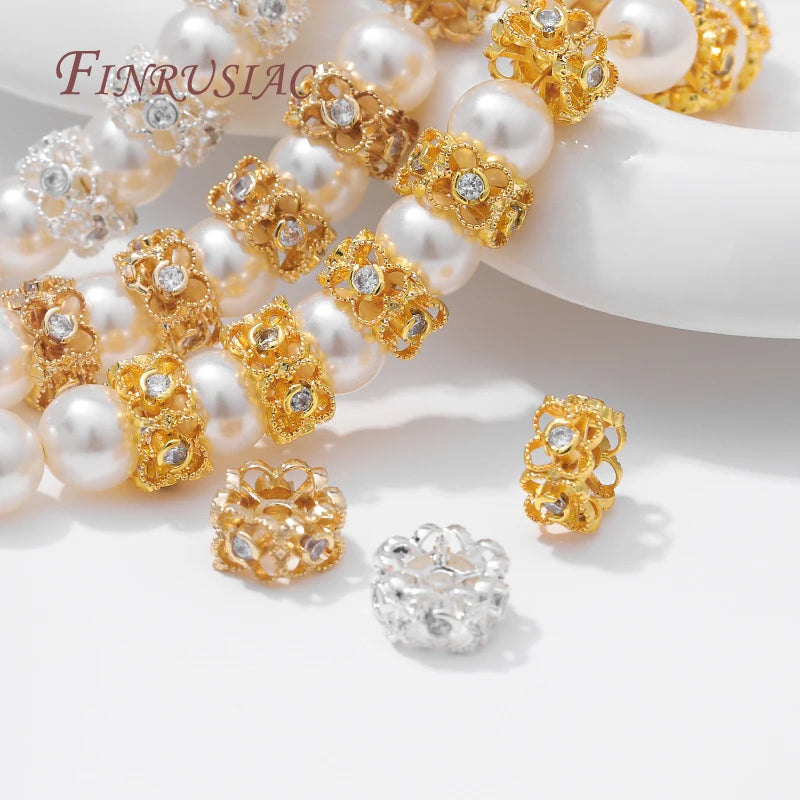 18K Gold Plated Flower Beads with Zircon | DIY Jewelry Jewelry Making Beads P3