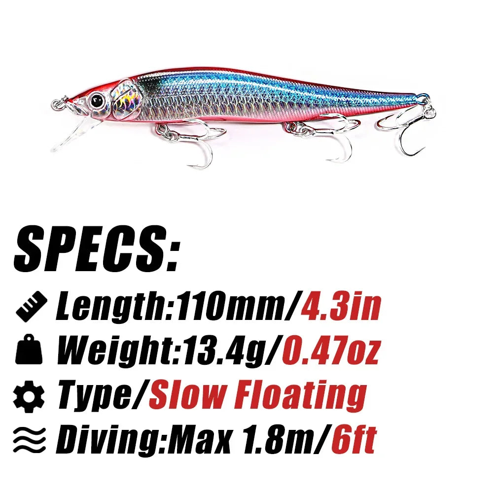 B&U 110mm Floating Minnow Jerkbait – Saltwater Freshwater Lure Fishing Hard Lure P3