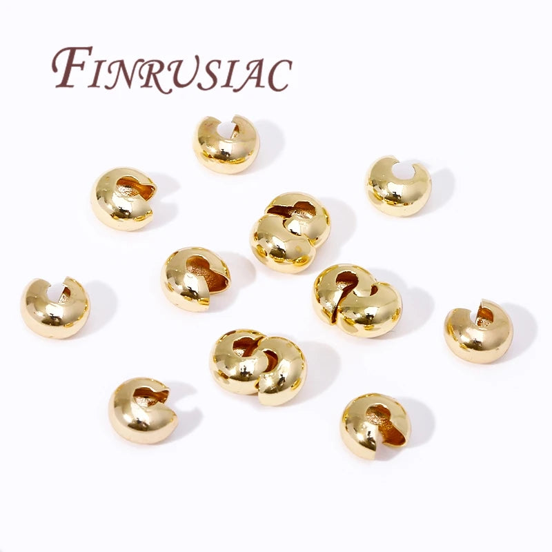 14K Gold Plated Brass Crimp End Beads – DIY Jewelry Spacers Jewelry Findings P3