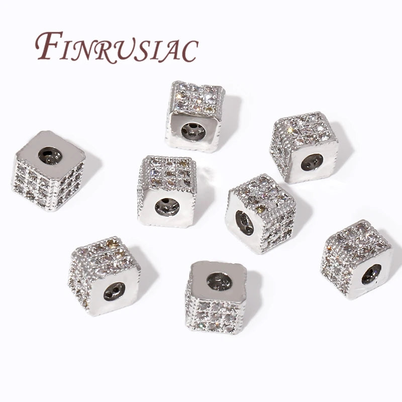 18K Gold Plated Brass Zircon Square Spacer Beads – DIY Jewelry Jewelry Spacer Beads P3