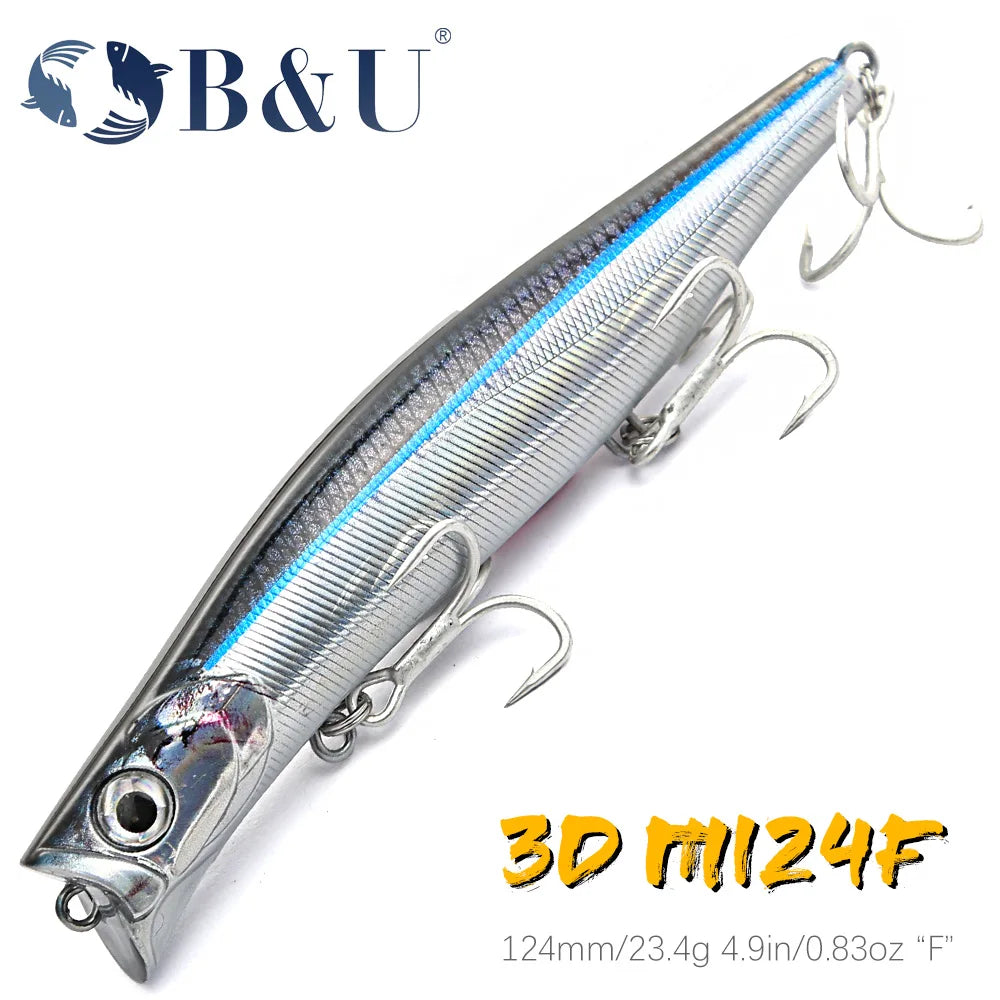 B&U Floating Minnow Jerkbait Lure – Saltwater Bass & Pike 3D Fishing Jerkbait Lure P3