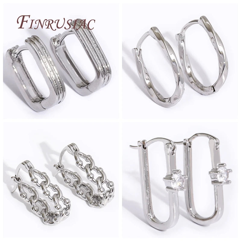 18K Gold Plated Zircon Geometric Hoop Earrings for Women Hoop Earrings P3