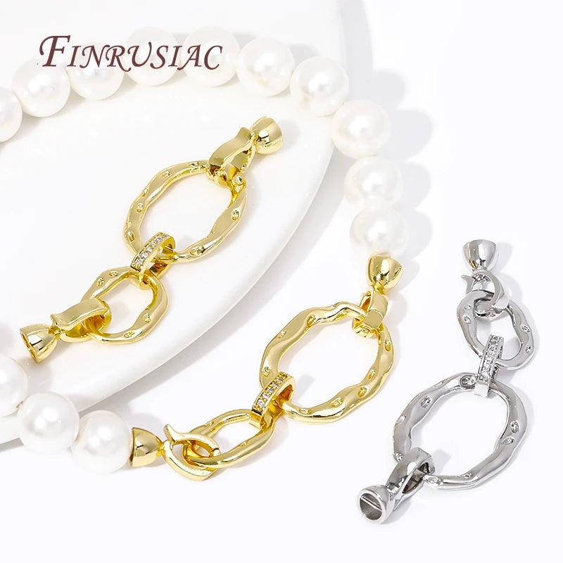 18K Gold Plated Brass Zircon Connector Clasp | DIY Jewelry Jewelry Connector Clasp P3