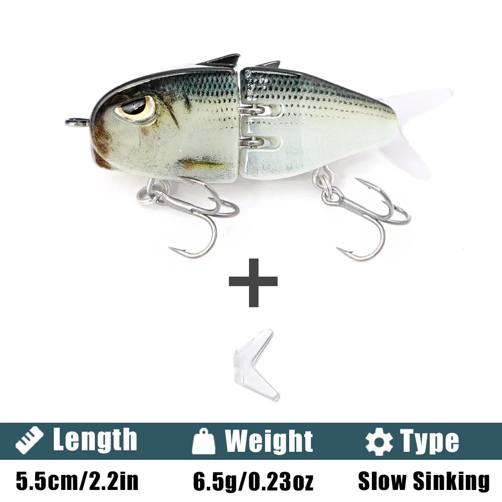B&U GLIDE 55mm Slow Sinking Jerkbait – Pike Bass Trout Lure Hard Fishing Lure P3 blue white 1pc-55mm-6.5g