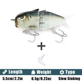 B&U GLIDE 55mm Slow Sinking Jerkbait – Pike Bass Trout Lure Hard Fishing Lure P3 blue white 1pc-55mm-6.5g