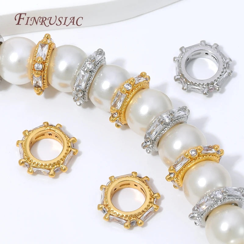 18K Gold Plated Micro Pavé Hollow Spacer Beads | DIY Jewelry Jewelry Spacer Beads P3