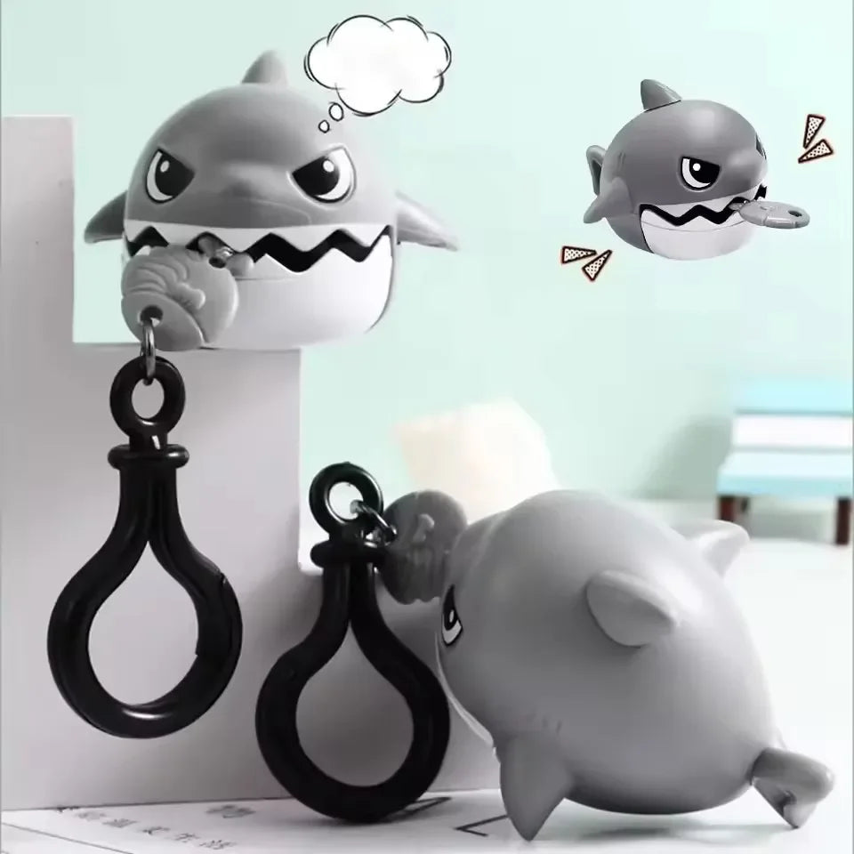 Pull Line Nibbling Shark Keychain – Cute Cartoon Bag Pendant Novelty Keychain P3