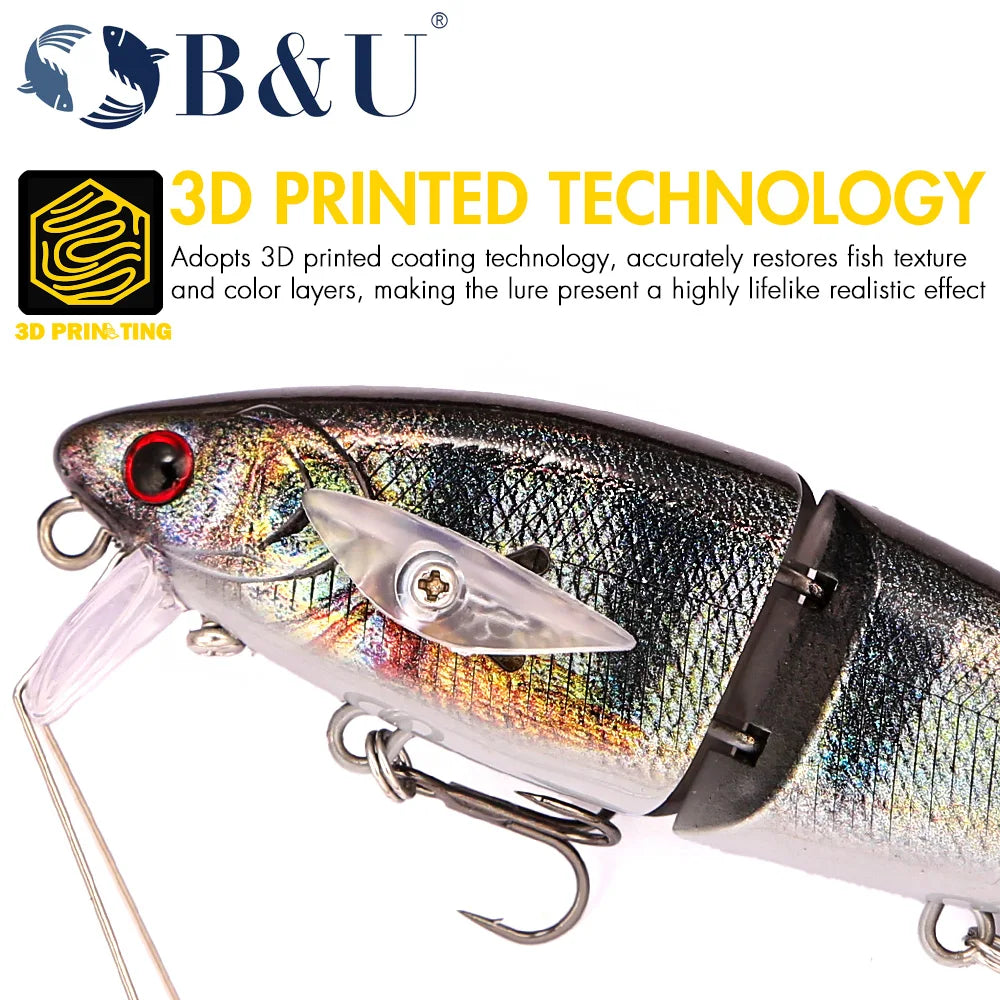 B&U 10cm Jointed Glide Swimbait – S-Curve Hard Lure Bass Pike Jointed Swimbait Lure P3