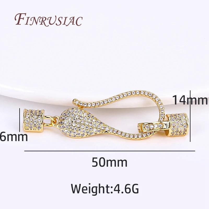 18K Gold Plated CZ Clasp Connector for Pearl Necklace DIY Jewelry Jewelry Clasp Connector P3 18K Real Gold Plated 1 Piece