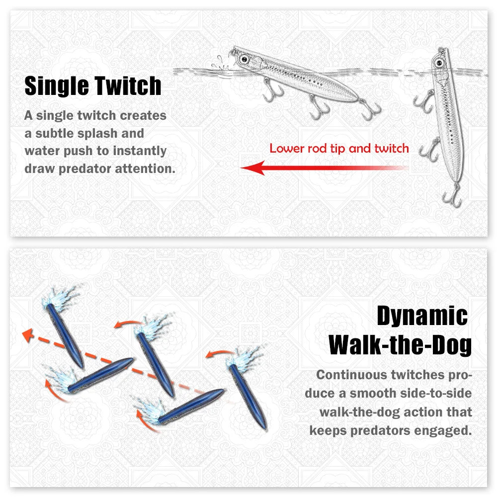 B&U 135mm Saltwater Topwater Pencil Lure | Floating Stickbait Topwater Fishing Lure P3