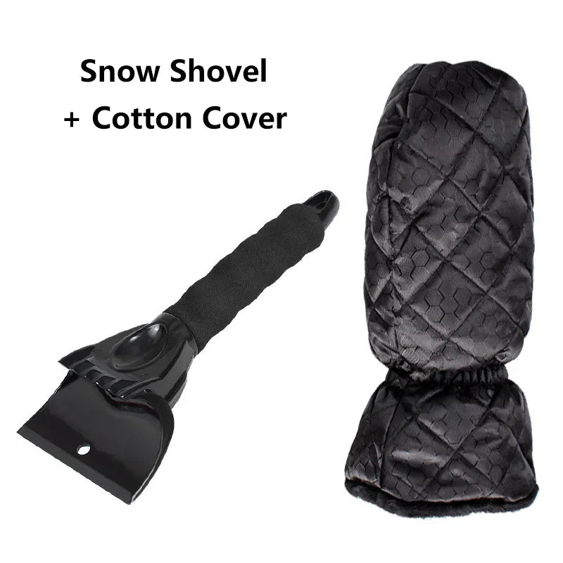 2-in-1 Car Ice Scraper Mitt | Waterproof Windshield Snow Tool Car Ice Scraper Mitt P3 Black and Glove