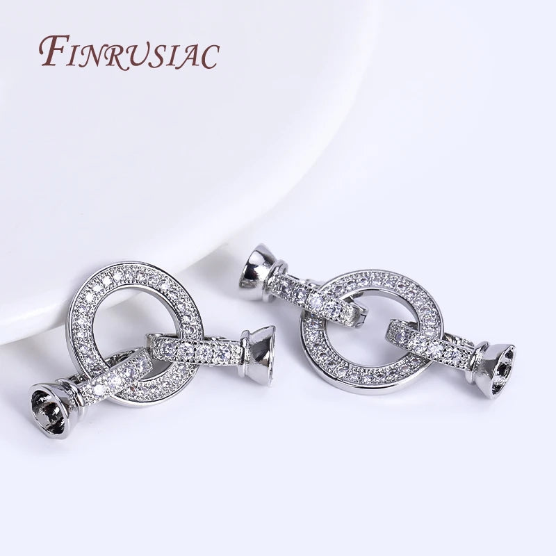 18K Gold Plated Zircon Lock Clasp for DIY Necklace Jewelry Jewelry Clasp Finding P3