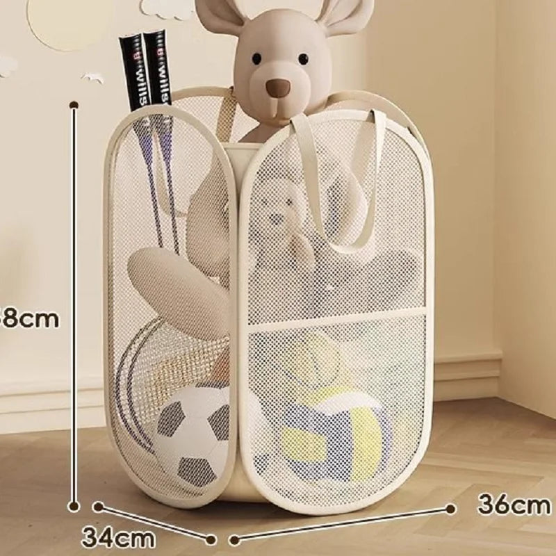 Large Foldable Storage Basket with Handles & Side Pocket Storage Basket P3