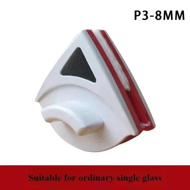 Magnetic Double-Layer Window Cleaner | Strong Grip & Drainage Window Cleaning Tool P3 Red-3-8mm