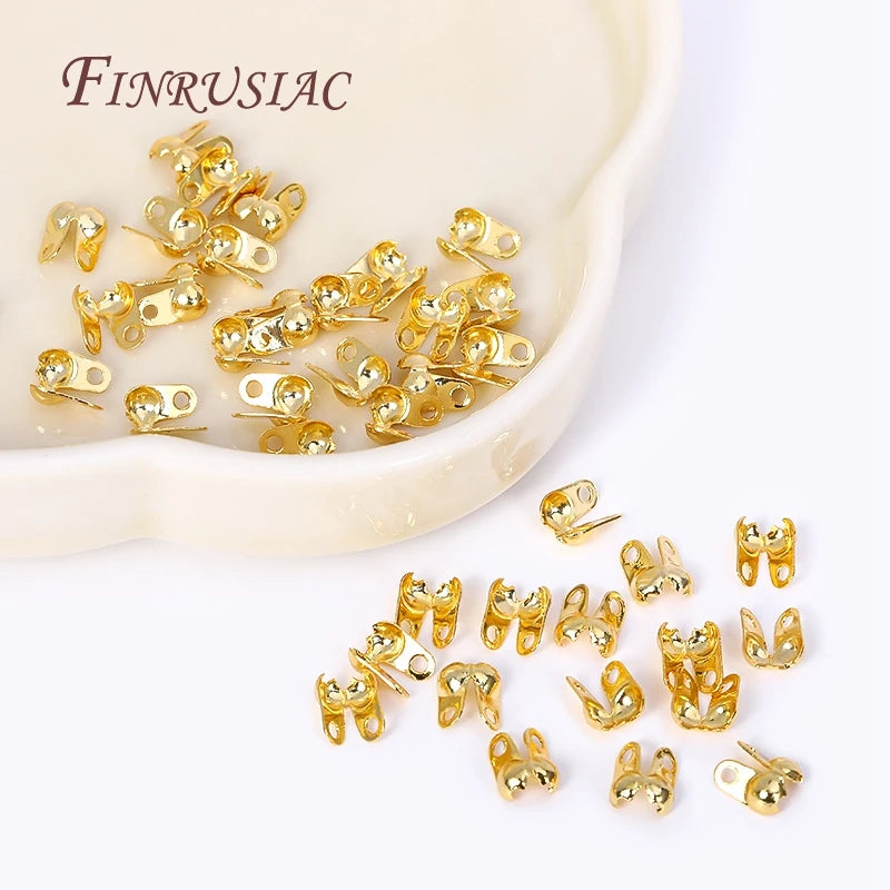 18K Gold Plated Ball Chain End Connectors & Crimp Bead Tips Jewelry Findings P3