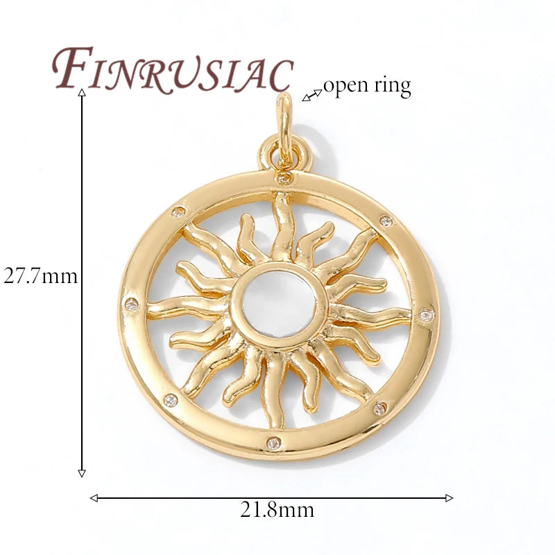 18K Gold Plated Brass Sun Charms – DIY Jewelry Pendants Jewelry Charms & Pendants P3 18K Real Gold Plated 4 pieces