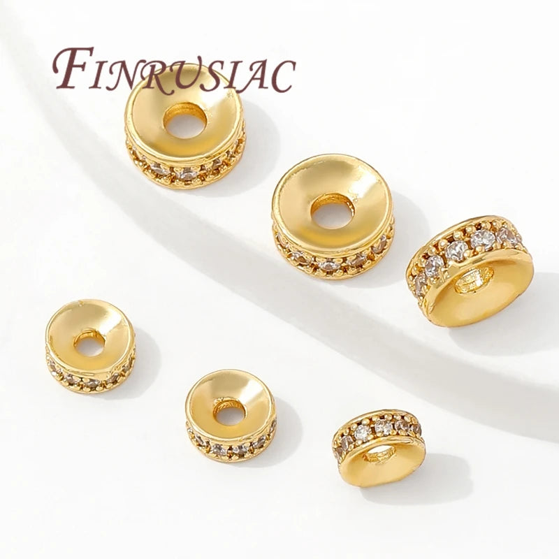 18K Gold Plated Rhinestone Spacer Beads 6mm 8mm | DIY Jewelry Rhinestone Spacer Beads P3