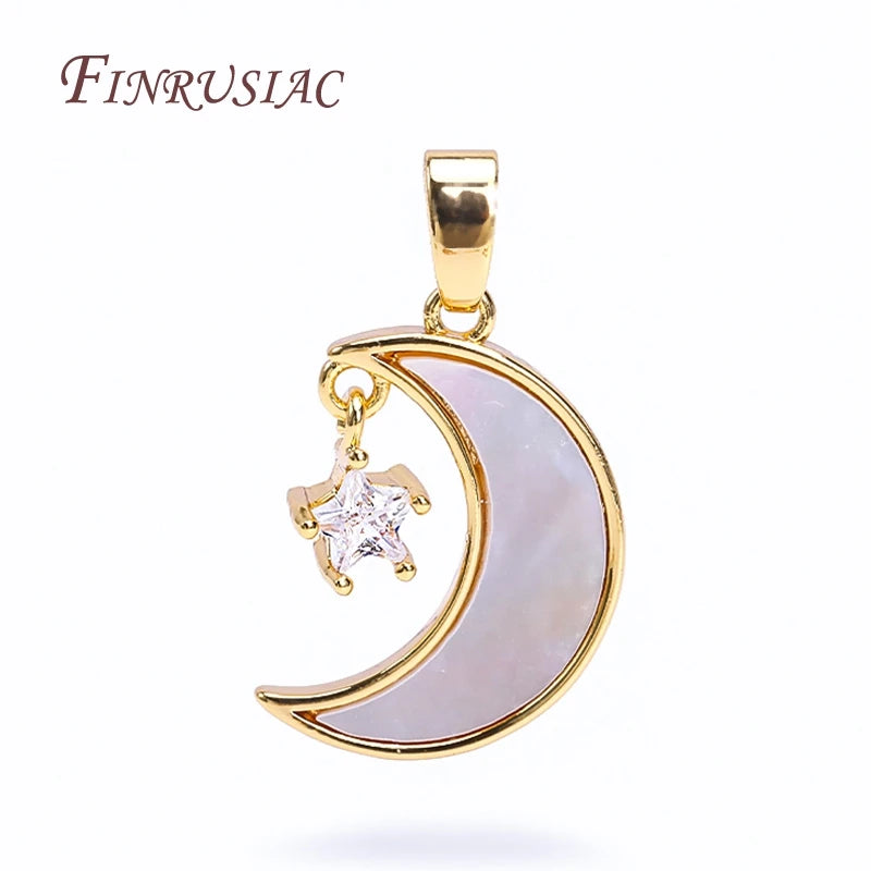 18K Gold Plated Zircon Star Shell Moon Pendant Charm for DIY Jewelry Pendant Charm P3