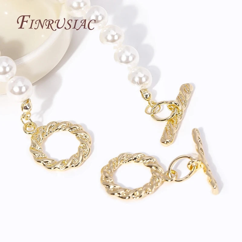 18K Gold Plated Brass Twist Round Toggle Clasp for DIY Jewelry Jewelry Toggle Clasp P3