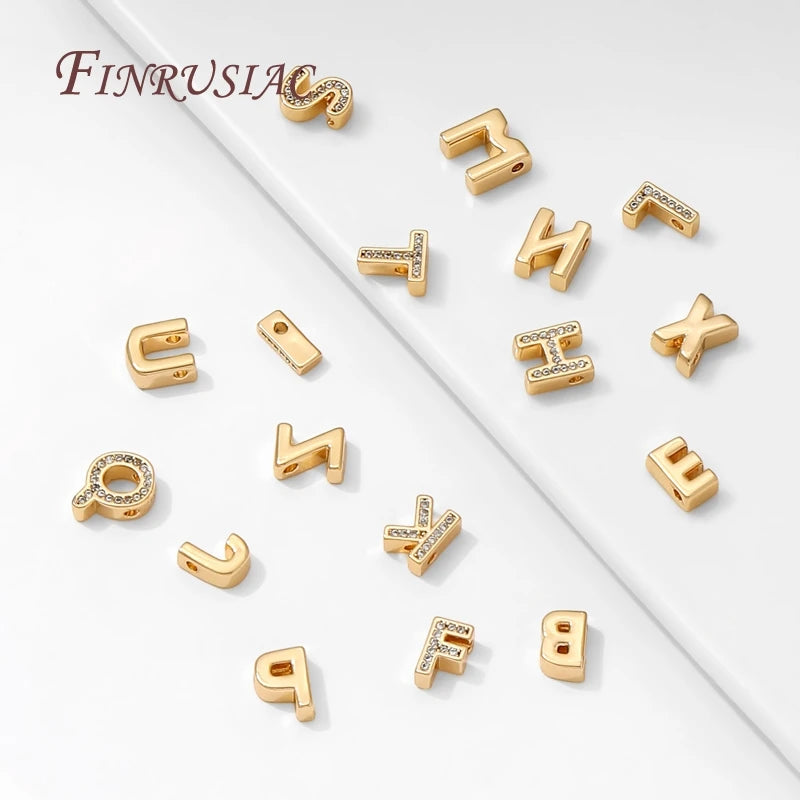 18K Gold Plated CZ Letter Charms A-Z | DIY Initial Jewelry Beads Jewelry Making Charms P3