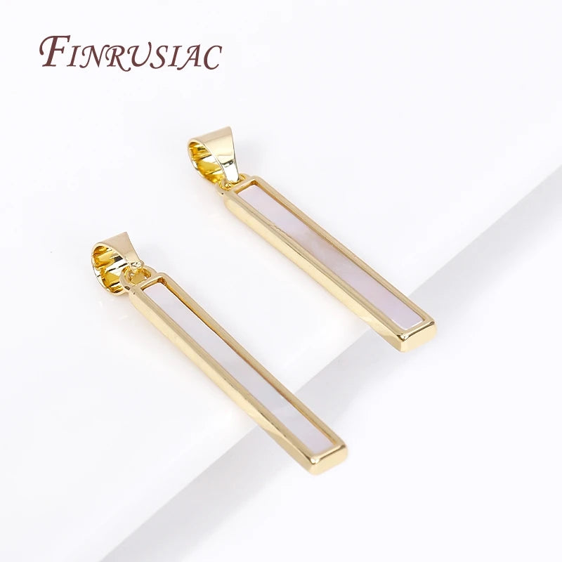 18K Gold Plated Rectangle Shell Pendant Charms | DIY Jewelry Jewelry Pendant Charm P3