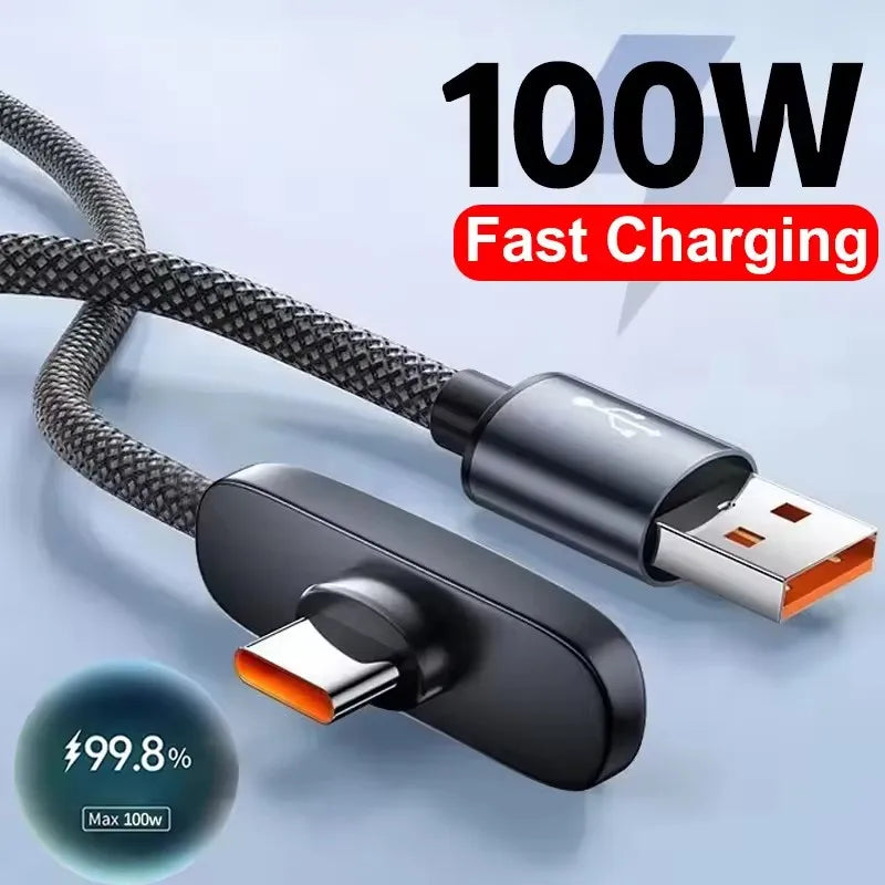 100W USB-C 90° Elbow Fast Charging Cable | 6A PD Game Cable USB-C Charging Cable P3