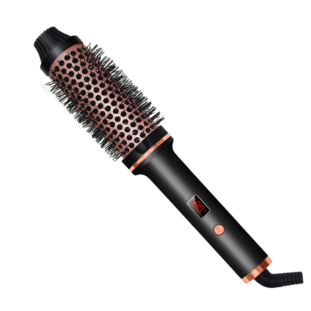 WELLTOP Ionic Ceramic Hot Straightener Brush | LCD Display Hot Straightener Brush P3 Black Gold US Plug USB Type-C