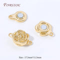 18K Gold Plated Rose Flower Magnetic Clasp | Brass DIY Jewelry Jewelry Making Clasp P3 18K Gold Plated 4 pieces