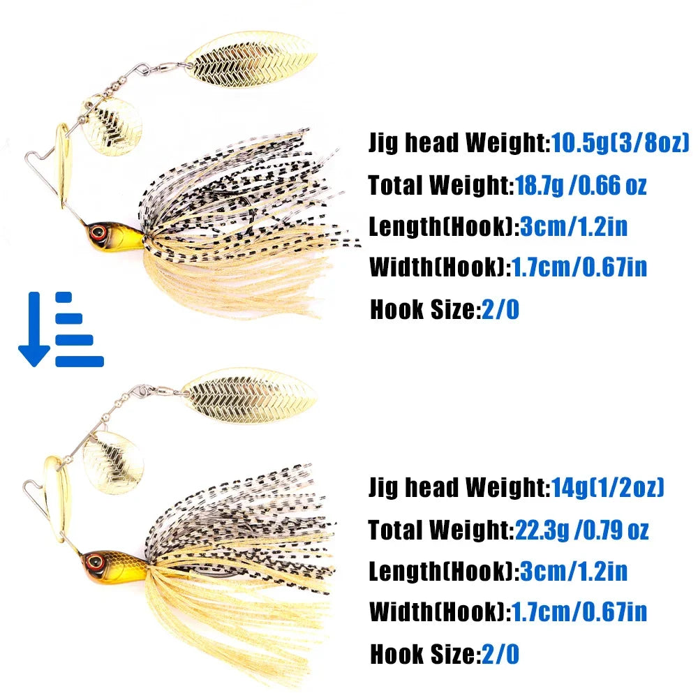 B&U Spinnerbait Metal Blade Lure – Bass Pike Predator Fish Spinnerbait Fishing Lure P3