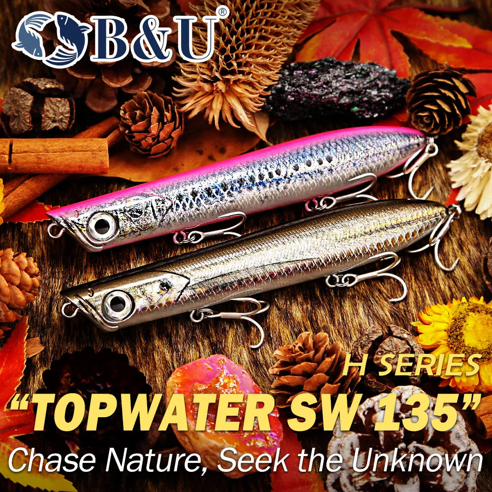 B&U 135mm Saltwater Topwater Pencil Lure | Floating Stickbait Topwater Fishing Lure P3