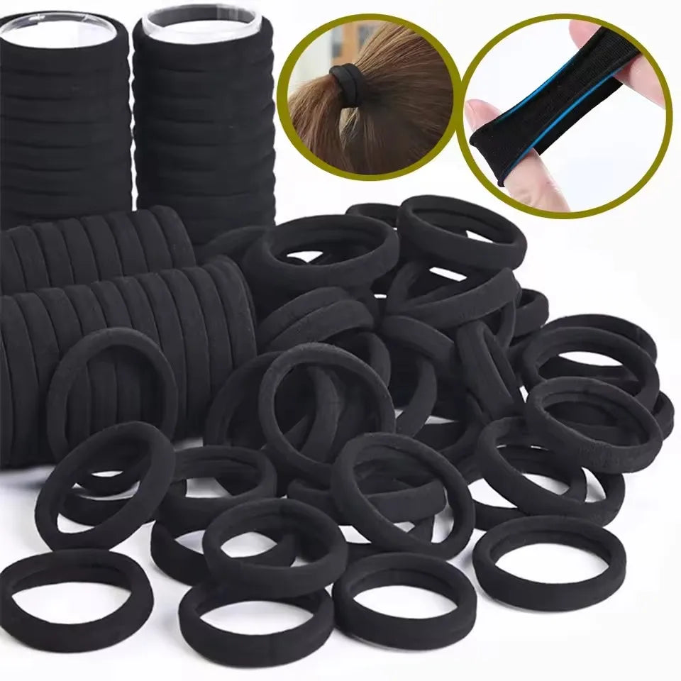 50-Pack Black Elastic Hair Bands – Ponytail Holders for Women Elastic Hair Bands P3