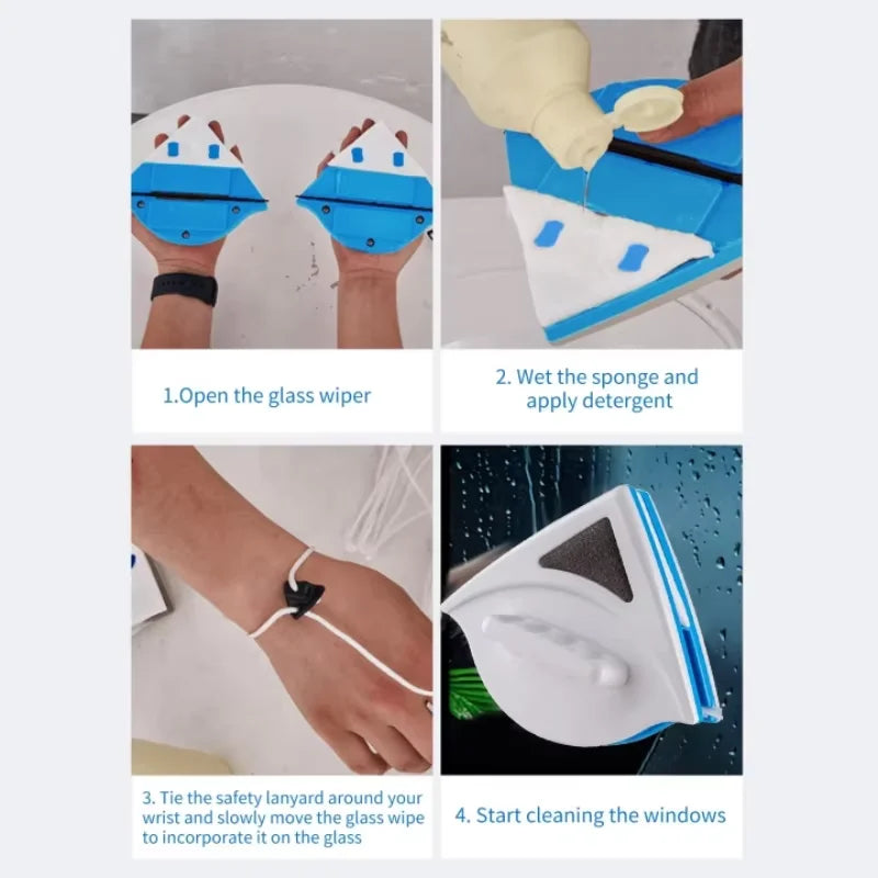 Donirt Magnetic Window Cleaner – Double-Sided Glass Wiper 3-8mm Magnetic Window Cleaner P3
