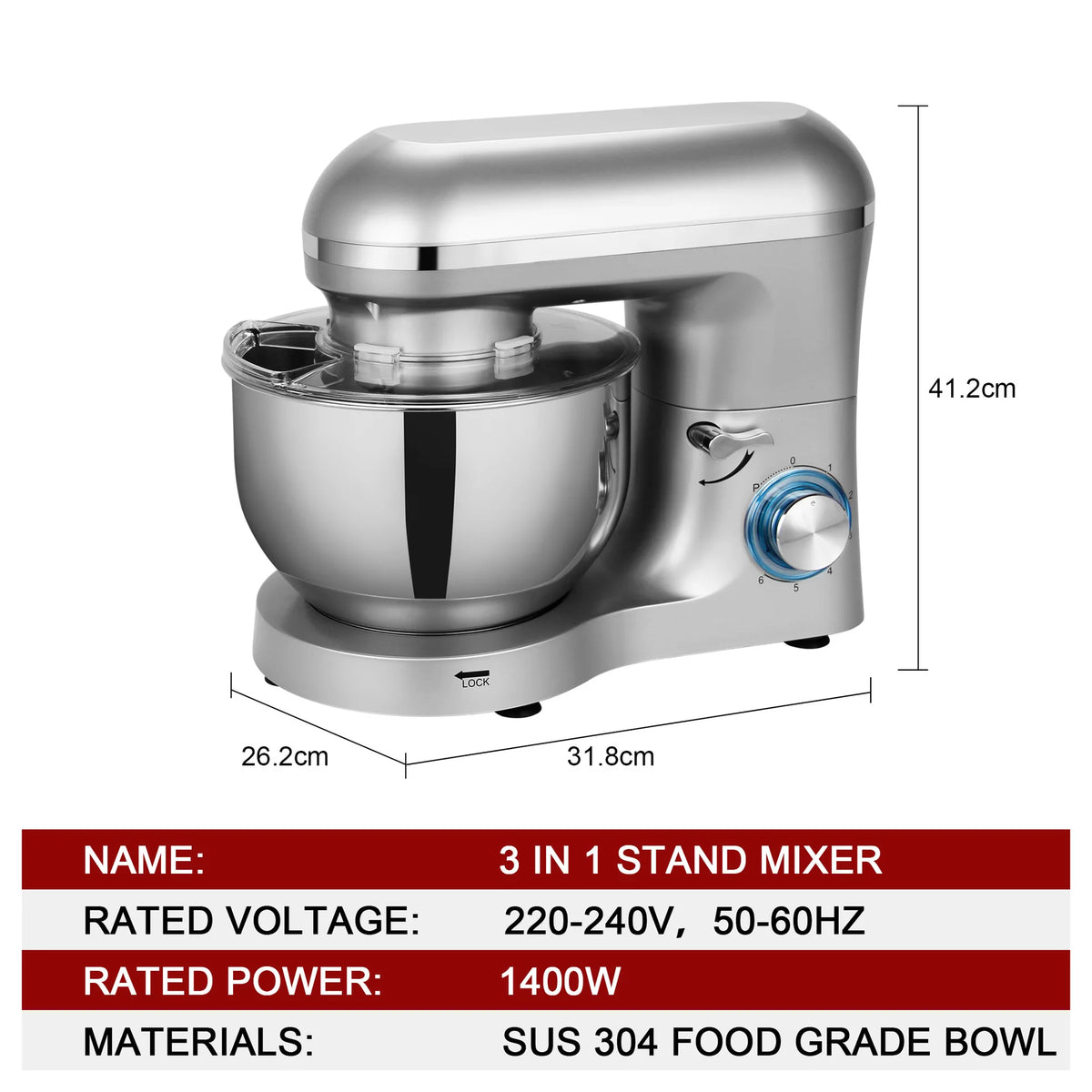 6L Stand Mixer 1400W – 6-Speed Electric Dough Kneader 220V Stand Mixer P3